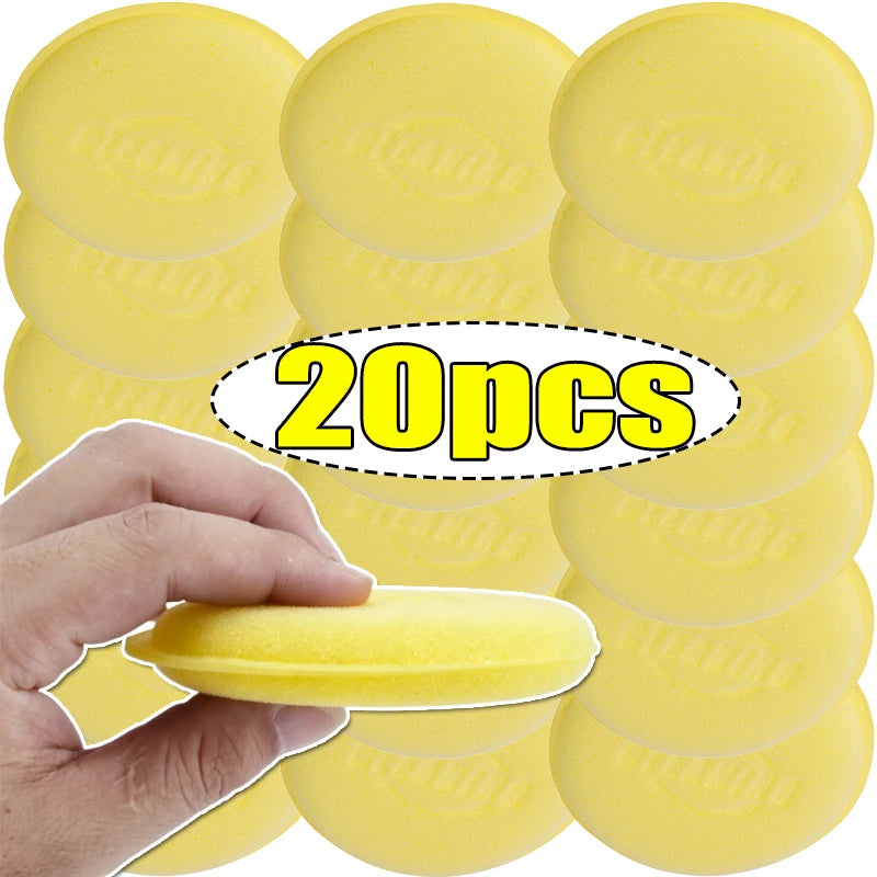 1-20pcs Car Wash Sponge Round Crimped Waxing Polishing Cleaning Tools High Density Foam Applicator Pad Sponge Car Detailing Tool