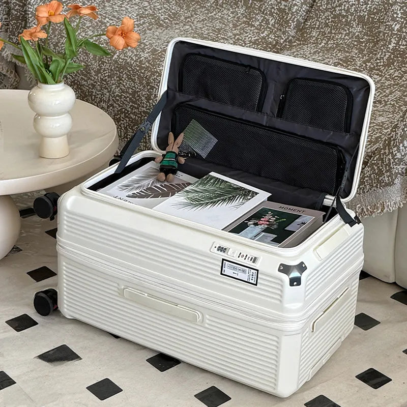 Expandable Large Size Travel Suitcase 32/34 inch Side Opening Large Deep Compartment Five-Wheel Luggage Thickened valise voyage
