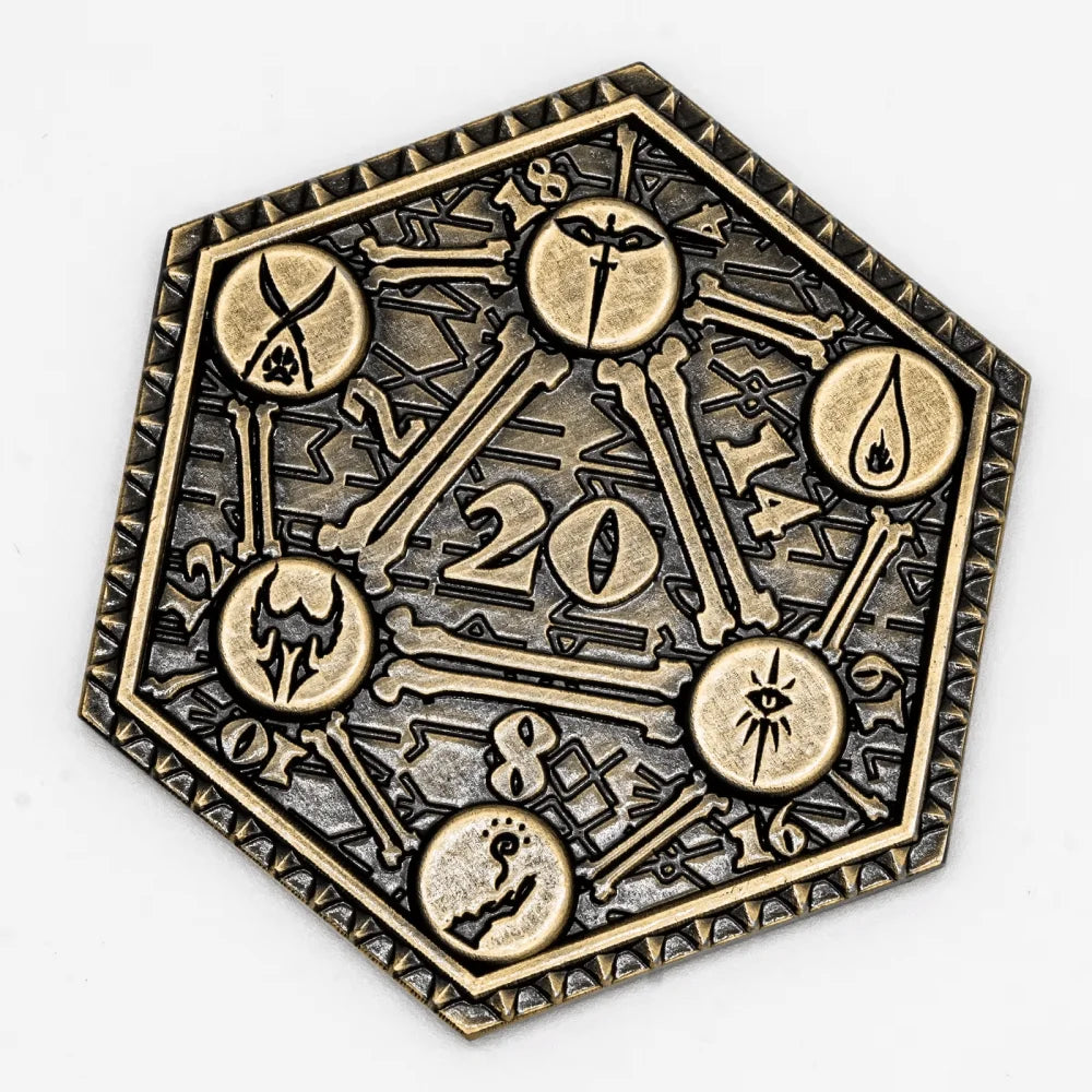 1Pcs D20 Coin Creative Metal Coins 45mm Metal Plated for RPG D&D Game Lovers Critical Fumble Novelty Board Games