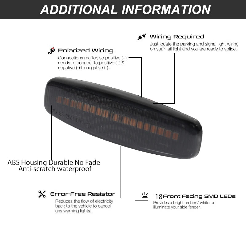 LED Dynamic Side Marker Turn Signal Lights For Infiniti EX25 EX35 EX37 FX30d FX35 FX37 FX50 G25 G35 G37 JX35 M25 M35 M37