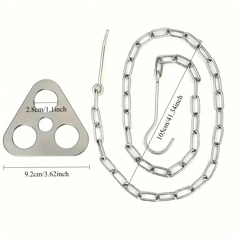 1PC Stainless Steel Portable Camping Tripod Hanger Adjustable Chain Outdoor Campfire Cooking Stand with Hook for Picnic BBQ