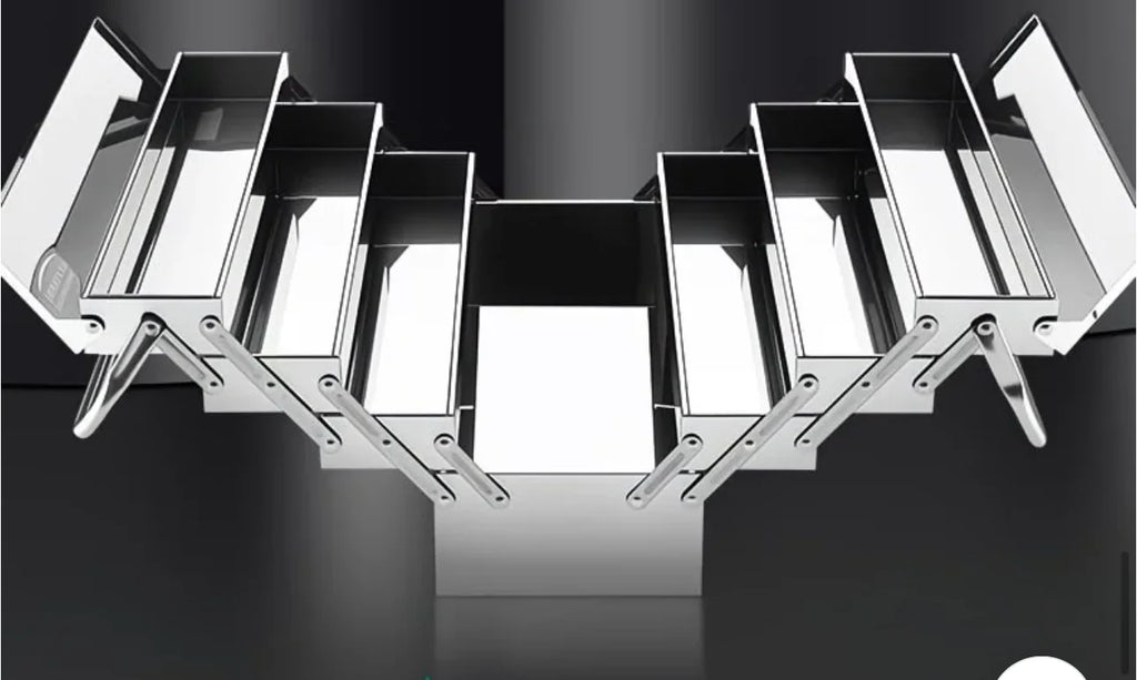 4-Layer Stainless Steel Tool Box Rust-Resistant Portable Retractable Foldable Organizer Home Hardware Cantilever Tool Storage