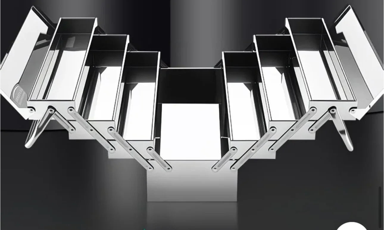 4-Layer Stainless Steel Tool Box Rust-Resistant Portable Retractable Foldable Organizer Home Hardware Cantilever Tool Storage