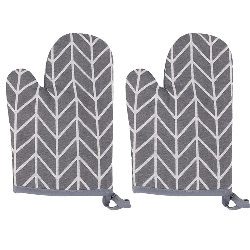 2PCS high-temperature resistant oven gloves, anti scalding, anti slip, thickened cotton and linen insulation gloves, household m