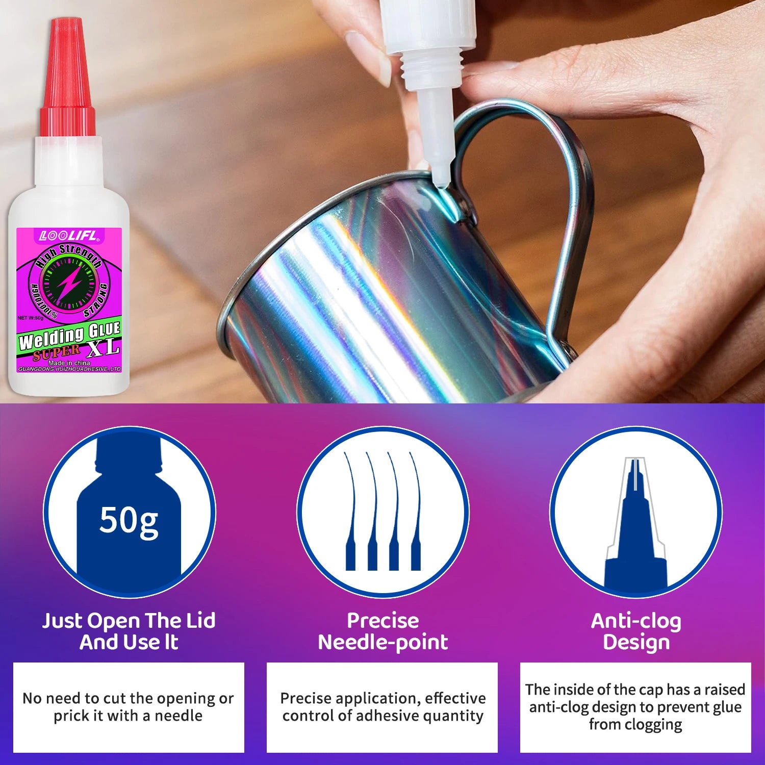 5PCS 50g super glue,high-strength oily welding glue,universal strong instant adhesive, suitable for wood,ceramics,metal DIY