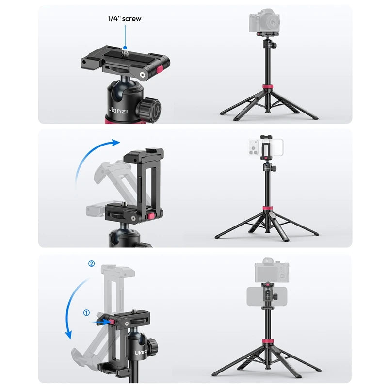 Ulanzi MT-44 B 2-in-1 Selfie Stick Tripod for Camera Smartphones Dual-Camera Shooting Portable Selfie Tripod for Outdoor Trave