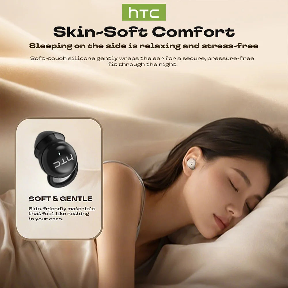 HTC NE91 Sleep Aid Headphones Bluetooth Wireless Earbuds for Sleeping Noise Reduction Earphones Relieve insomnia Fit SideSleeper