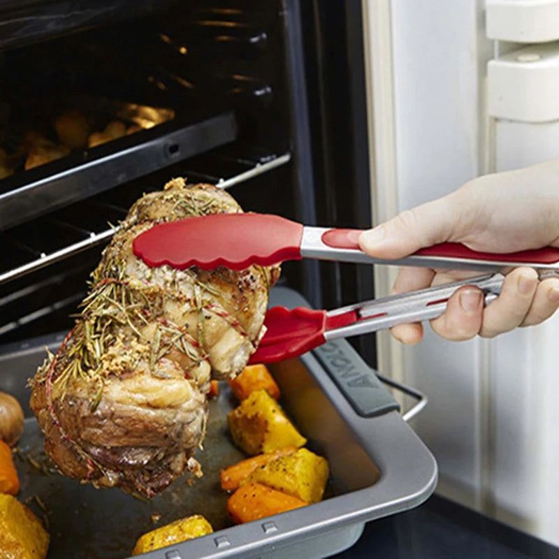 7/9/12inch Household multi-functional stainless steel food tongs with handles, kitchen bread tongs, barbecue and steak tongs
