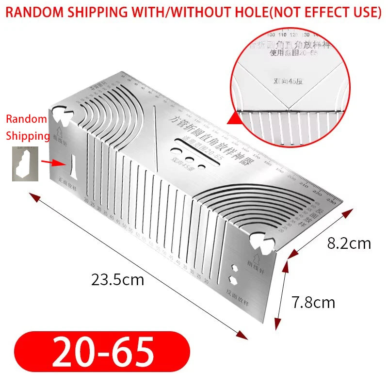 Arc Marking Ruler Right Angle Construction Arc Parallel Drawing Tool 90 Degree Folding Ruler for Metalworking Cutting Guide