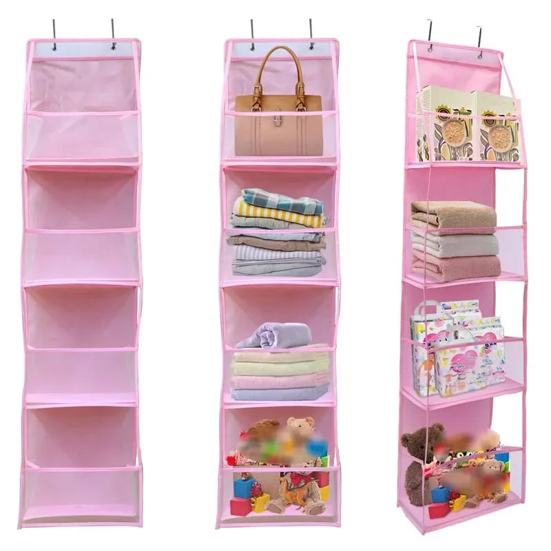 4Layer Storage Bag Foldable Hanging Organizers for Bathroom Behind Door Snacks Toys Clothes Storage Accessories Closet Organizer
