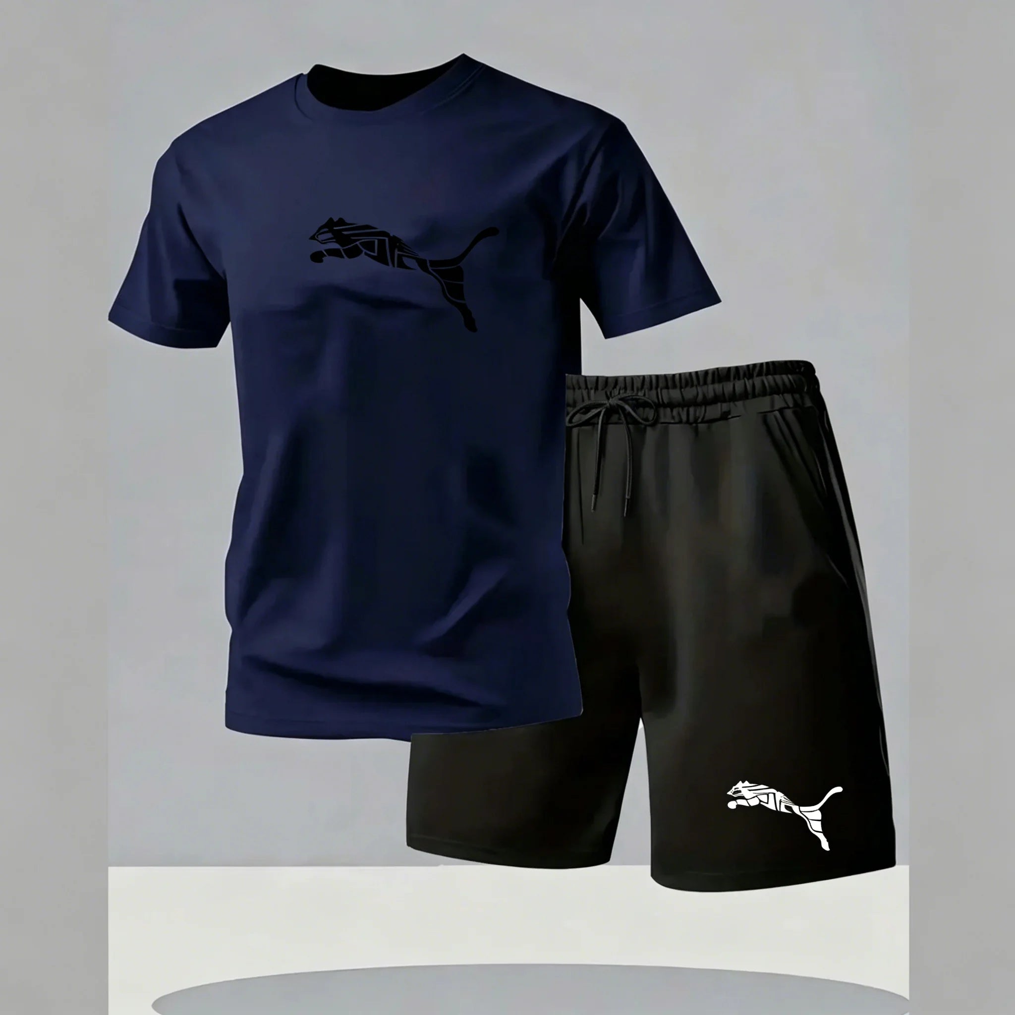 2026 Summer Outdoor Sports Set Men's Fashionable Comfortable Breathable T-shirt Shorts Casual Fashion Two Piece Sports Set