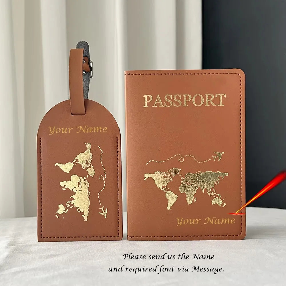Personalised Passport Cover EU Map Cute Map Passport Case with Luggage Tags Travel Wallet Organizer Travel Accessories