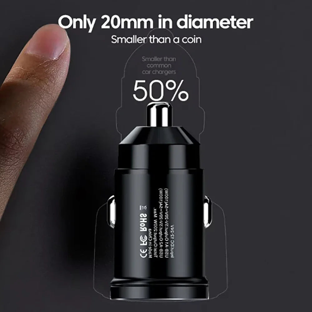 Universal 200W QC PD Mini Car Fast Charger 12-24V Lighter Fast Charging Car USB Charger for Xiaomi Samsung Huawei iPhone Power