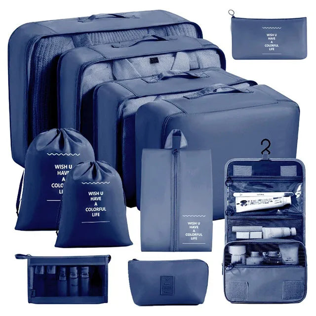 11Pcs Travel Packing Cubes Set Waterproof Luggage Organizer Drawstring Storage Bags for Clothes Shoes Underwear Cosmetic