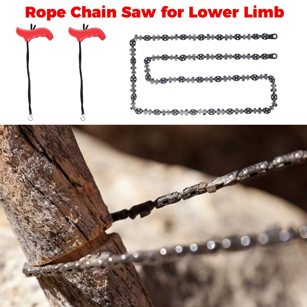 1Set 53 Inch Hand Rope Chain Saw Sharp Manual Tree Limb Chain Saw with 68 Teeth Folding Pocket Rope Chainsaw Tree Cutting Tools