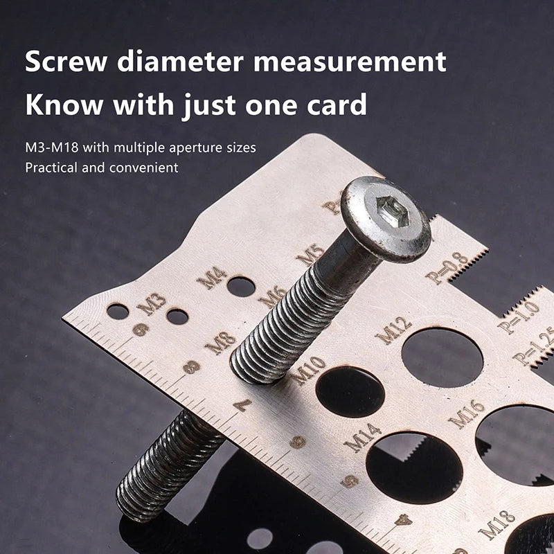 5.7*10cm Screw Measurement Ruler Stainless Steel Caliper Metric Gauge For Measuring Screw Pitch Bit Bolt Nut Screw