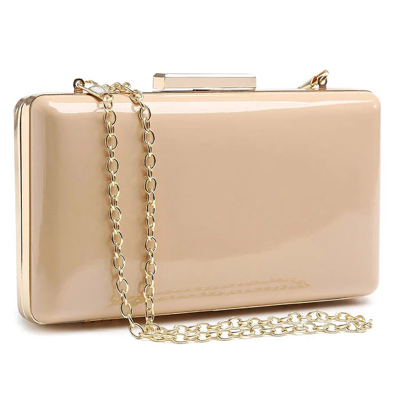 Women's Hard Case Clutch Evening Bag Elegant Shoulder Purse Luxury Design Style Wedding Party Handbag Gold Silver Nude Color