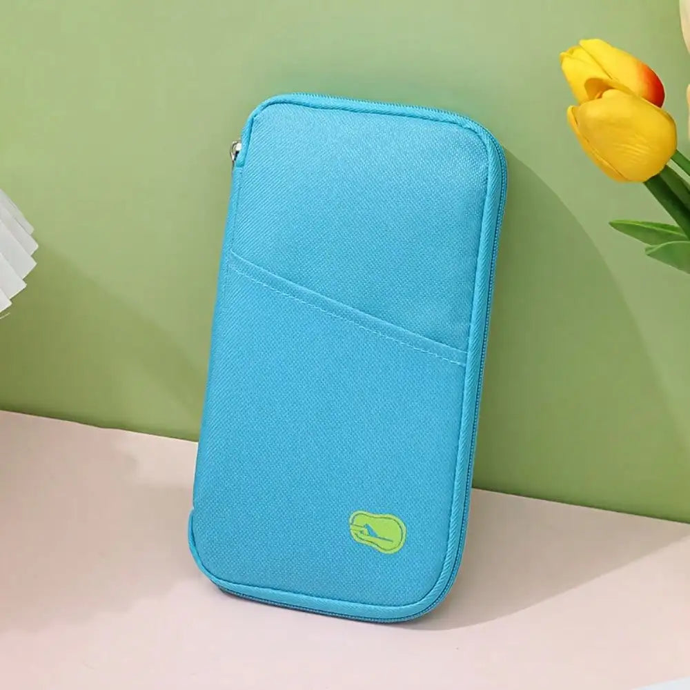 Travel Passport Holder with Zipper - with Compartments for Cash, ID Documents and Credit Cards & Phone Slot