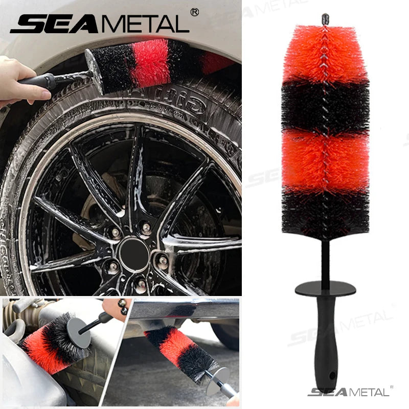 SEAMETAL Car Wheel Cleaning Brush Long Handle Car Wheel Rim Hub Cleaning Brush Tire Detail Brushes for Car Wash Accessories