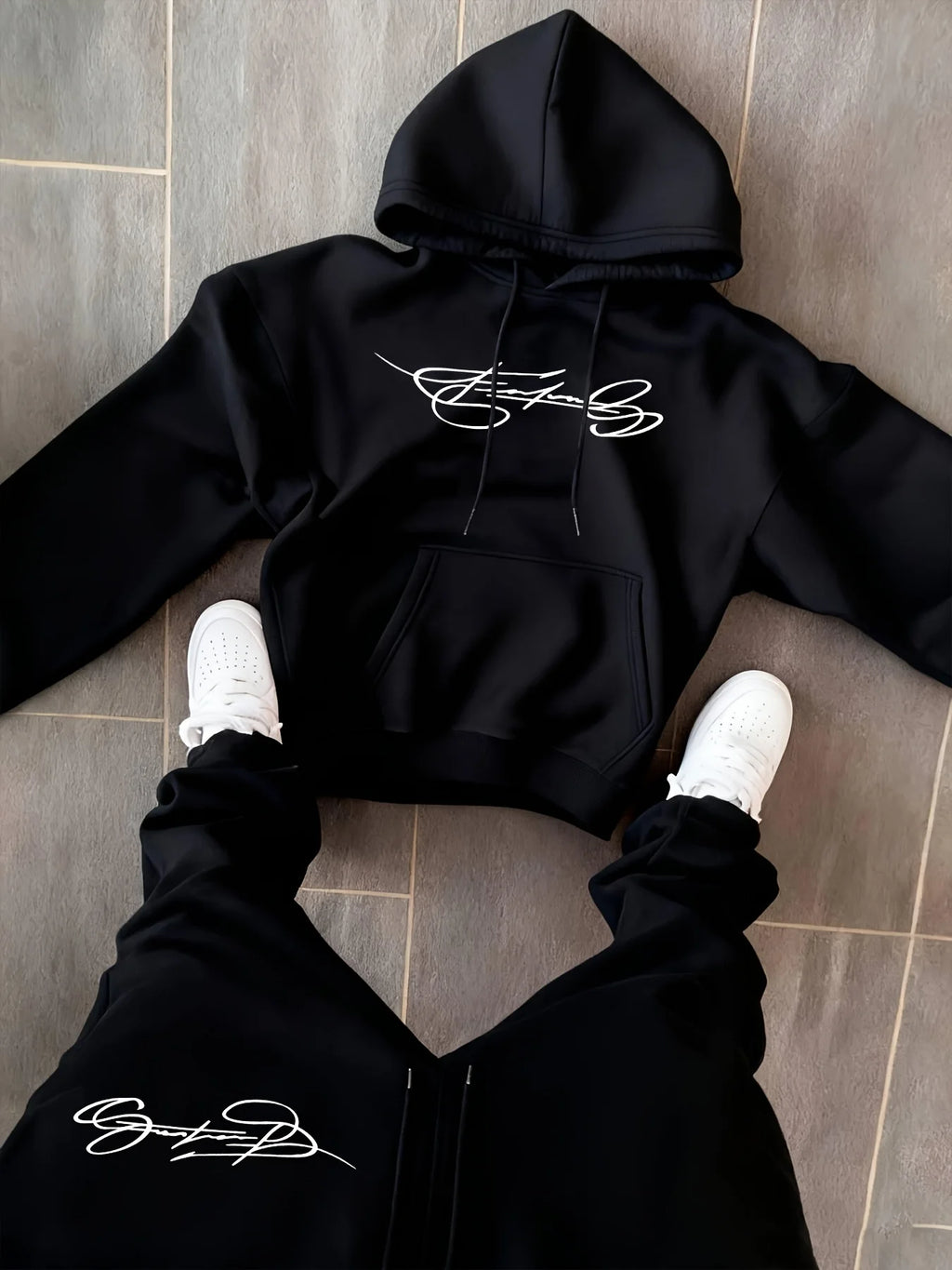 Men's Printed Pullover Hoodie + Sweatpants Two-piece Street Outdoor Fashion Fitness Leisure Sportswear Suit man two piece sets
