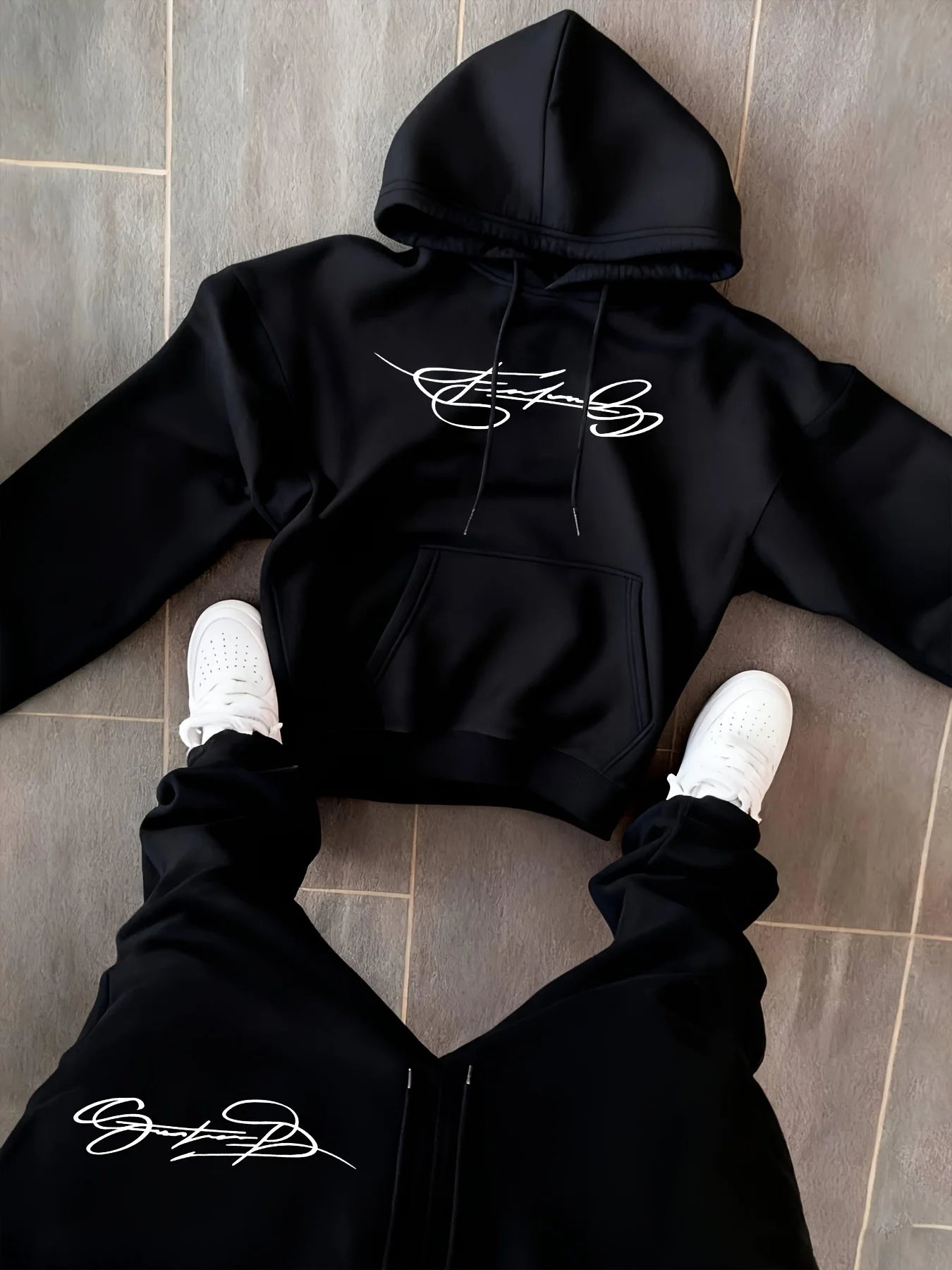 Men's Printed Pullover Hoodie + Sweatpants Two-piece Street Outdoor Fashion Fitness Leisure Sportswear Suit man two piece sets