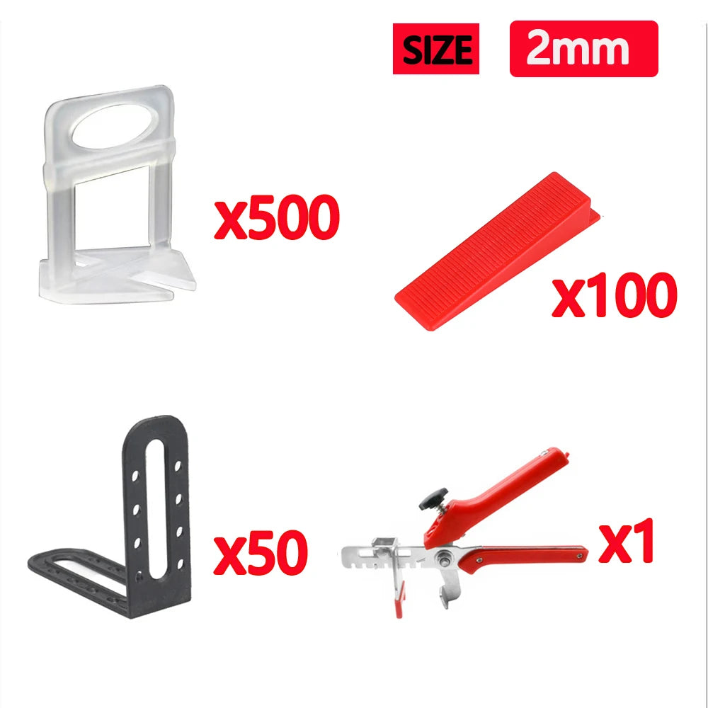 25-1200PCS Floor Tile Leveling System Clips Spacers Straps Tile Piler Wadge for Ceramic Tile Laying Leveling Construction Tools