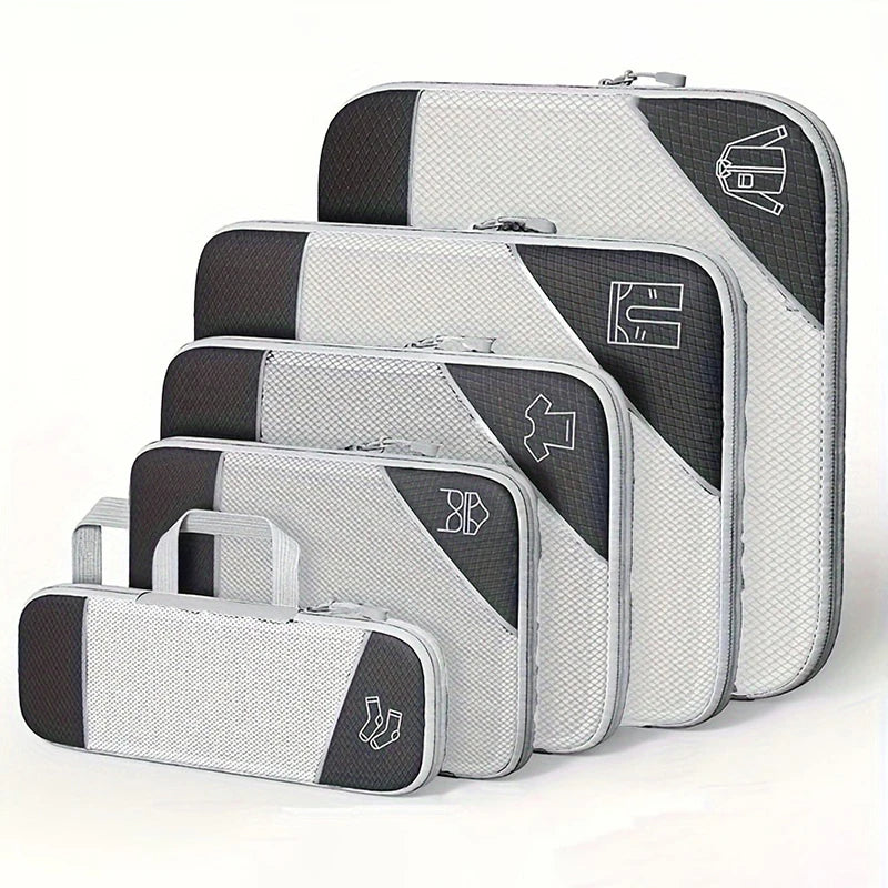 5 PCS Travel Clothing Storage Bag Compression Packing Cube Lightweight Luggage Organizers Sub Packaging Bag Travel Accessories