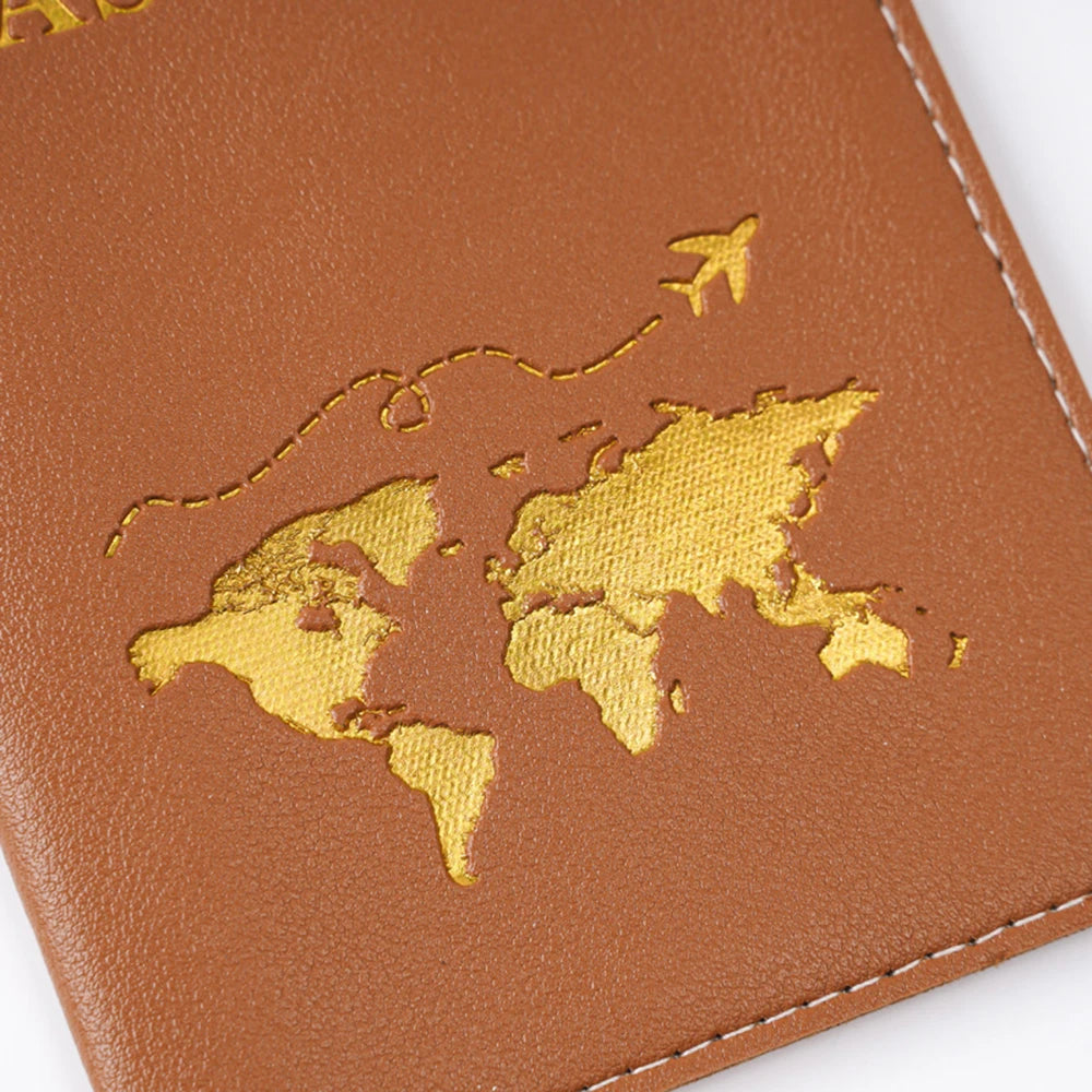 Custom Name Travel Passport Cover Gold Global Map Persoanlized Initials Passport holder New Women Men Travel Accessories