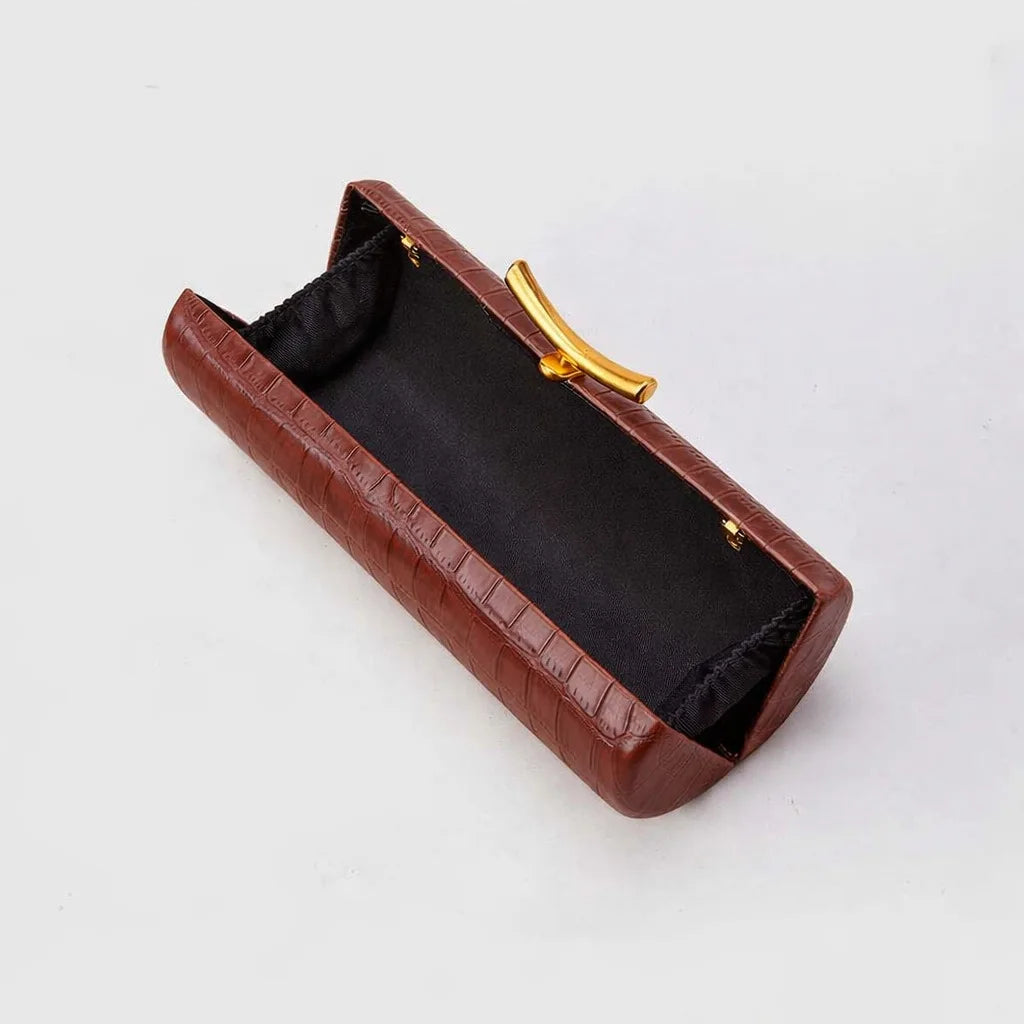 Crocodile Pattern Brand Women's Handbag Brown New Gold Chain Rectangular Bag High-end Luxury Designer Shoulder Messenger Bag
