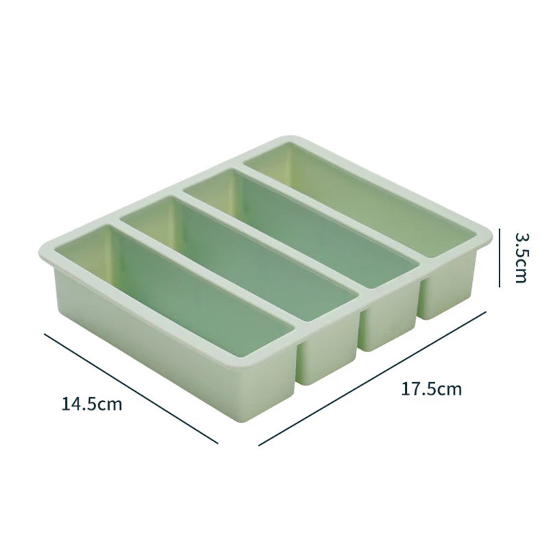 1Pc Extra Large Silicone Freezer Trays Giant 4 Cubes Food Molds With or Without Lid for Soup Meal Sauce Food Storage Ice Cube