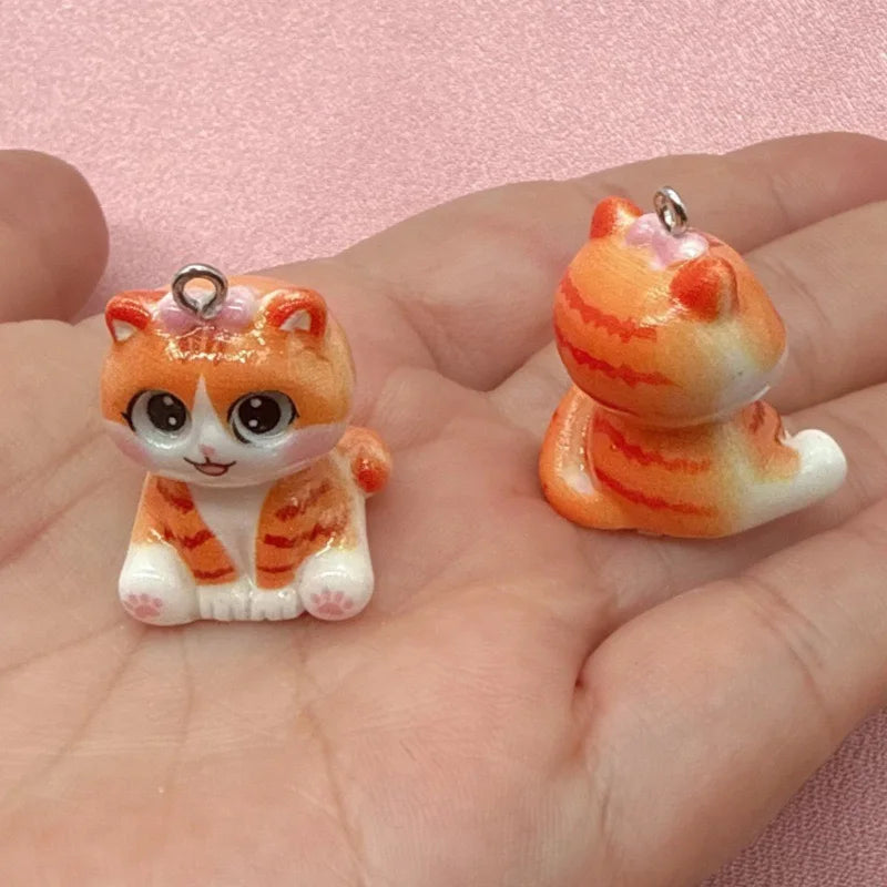 10pcs 3D Beach Kitten Cartoon Handmade DIY Accessories Cream Gel Resin Small Accessories Material Pack