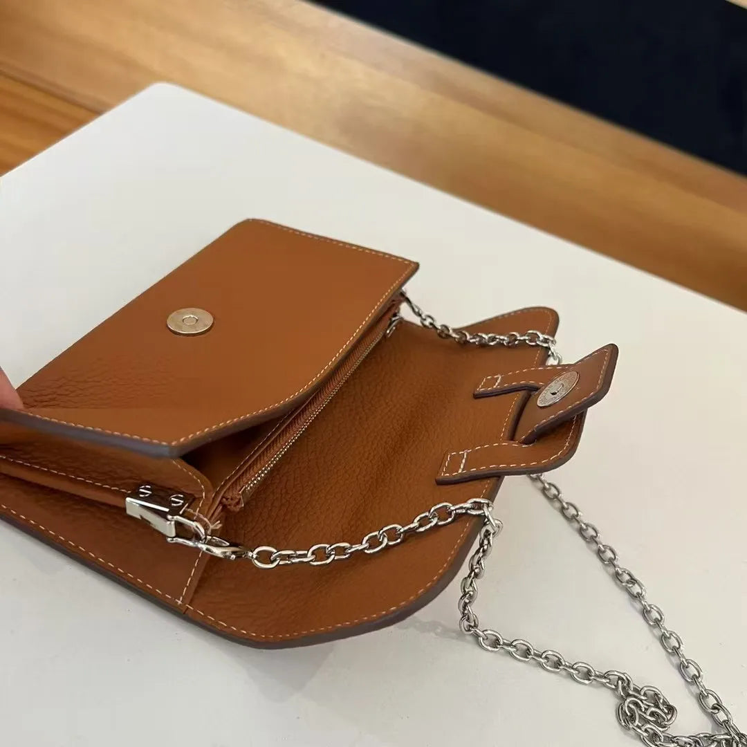 2025 Latest Light Luxury High Quality Lychee Pattern Cowhide Clutch Bags Fashion Lady Genuine Leather Shoulder Bags