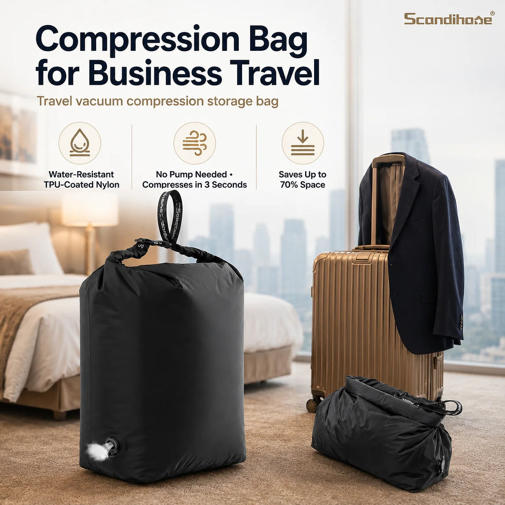 No Pump Compression Bag Business Travel Clothes Organizer Vacuum Storage Bag Luggage Suitcase Space Saving Packing Sack Pouch