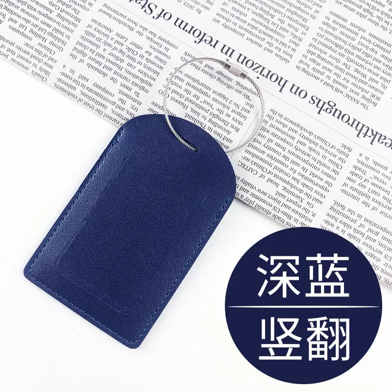 PU Leather Luggage Tag Suitcase Address Label Baggage Boarding Bag Tag Travel Accessories