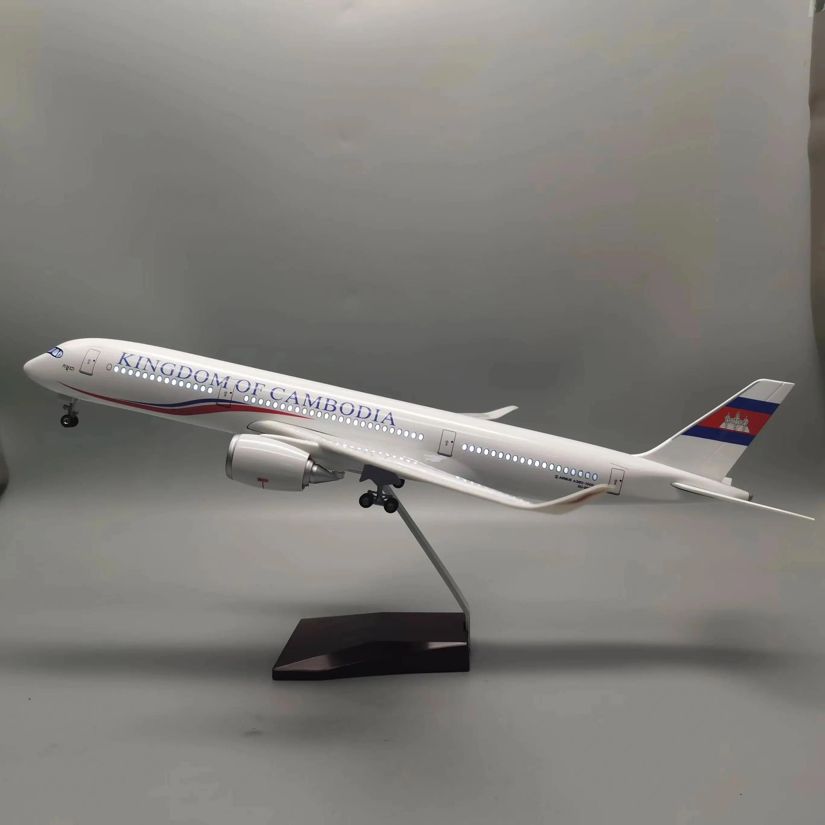 47cm Diecast Aircraft Cambodia A350 Airways Resin Model Airplanes 1/142 Scale Plane For Boys Static Display With Landing Gear