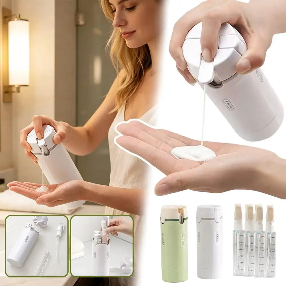 30ml 4-in-1 Press Pump Dispenser Rotating Travel Sub-bottling Portable Shampoo Shower Gel Conditioner Travel Storage Bottle