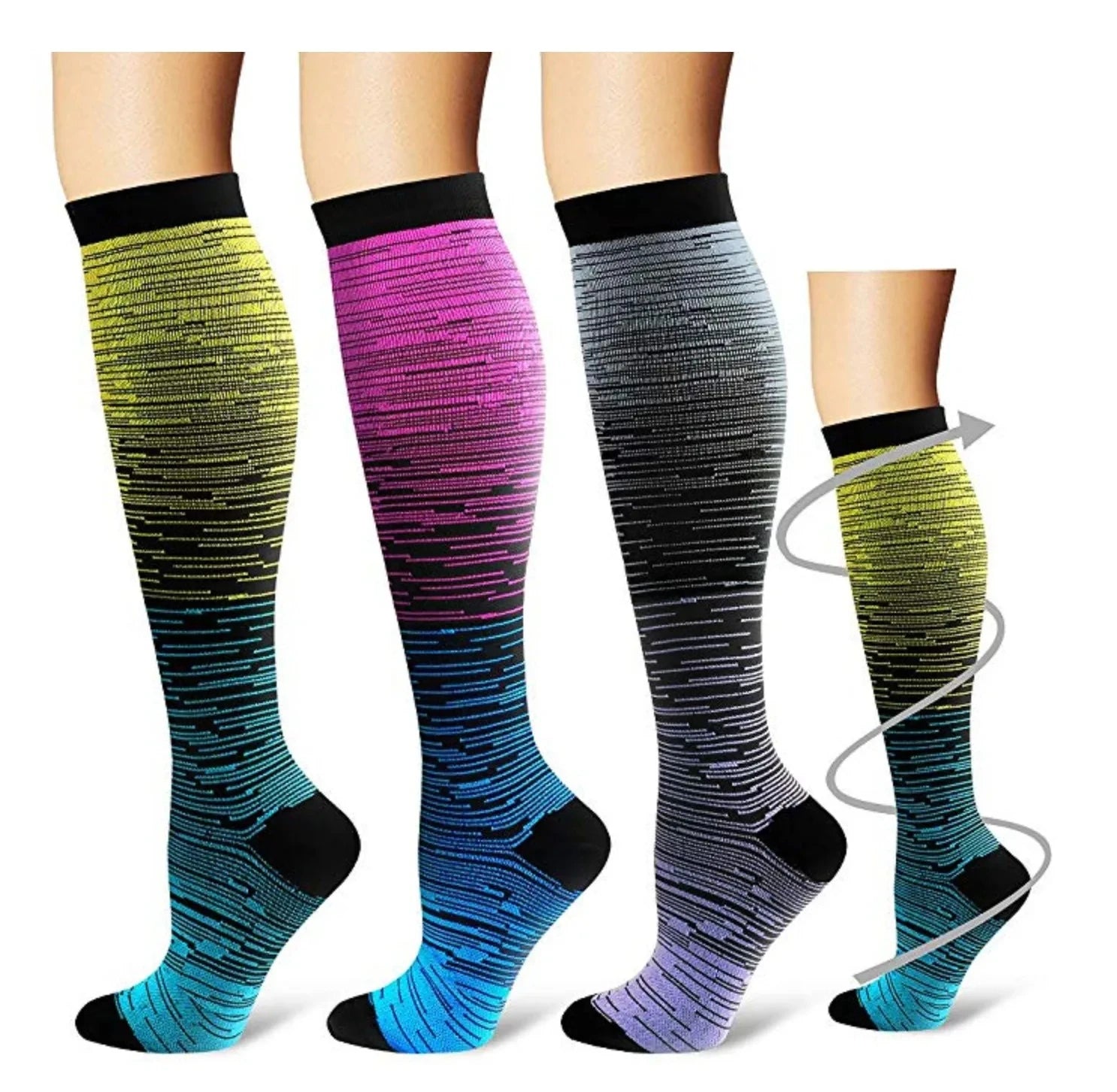 Running Compression Socks Football Hiking Golf Gym 20-30mmhg Gradual Change Nylon Sports Socks Diabetes Pregnancy Varicose Veins