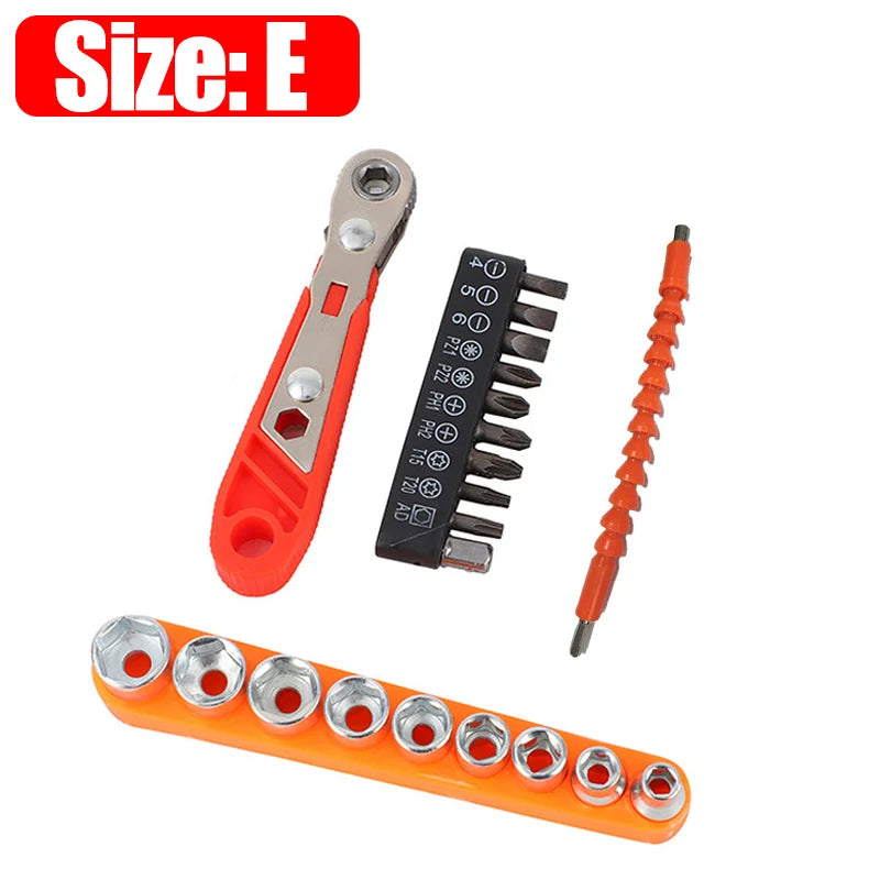 Stainless Steel Reversible Wrench Ratchet Screwdriver Bit Right Angle Manual Tools for Narrow Spaces Motorcycle Car Repair Kit