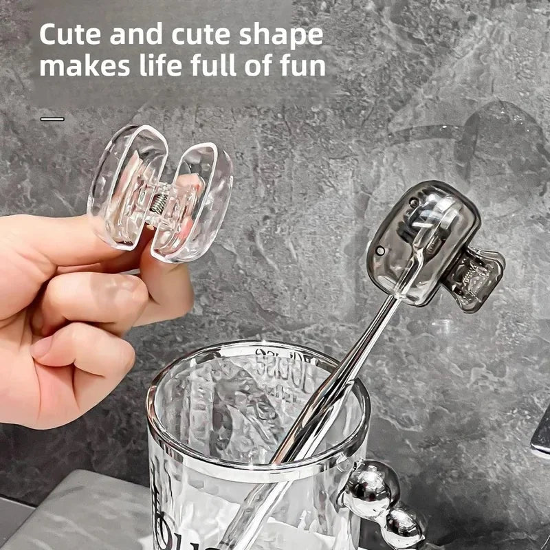 Toothbrush Head Covers - Travel Protector Cap Case, Color Combo Clip for Household & Camping, Durable Plastic Portable