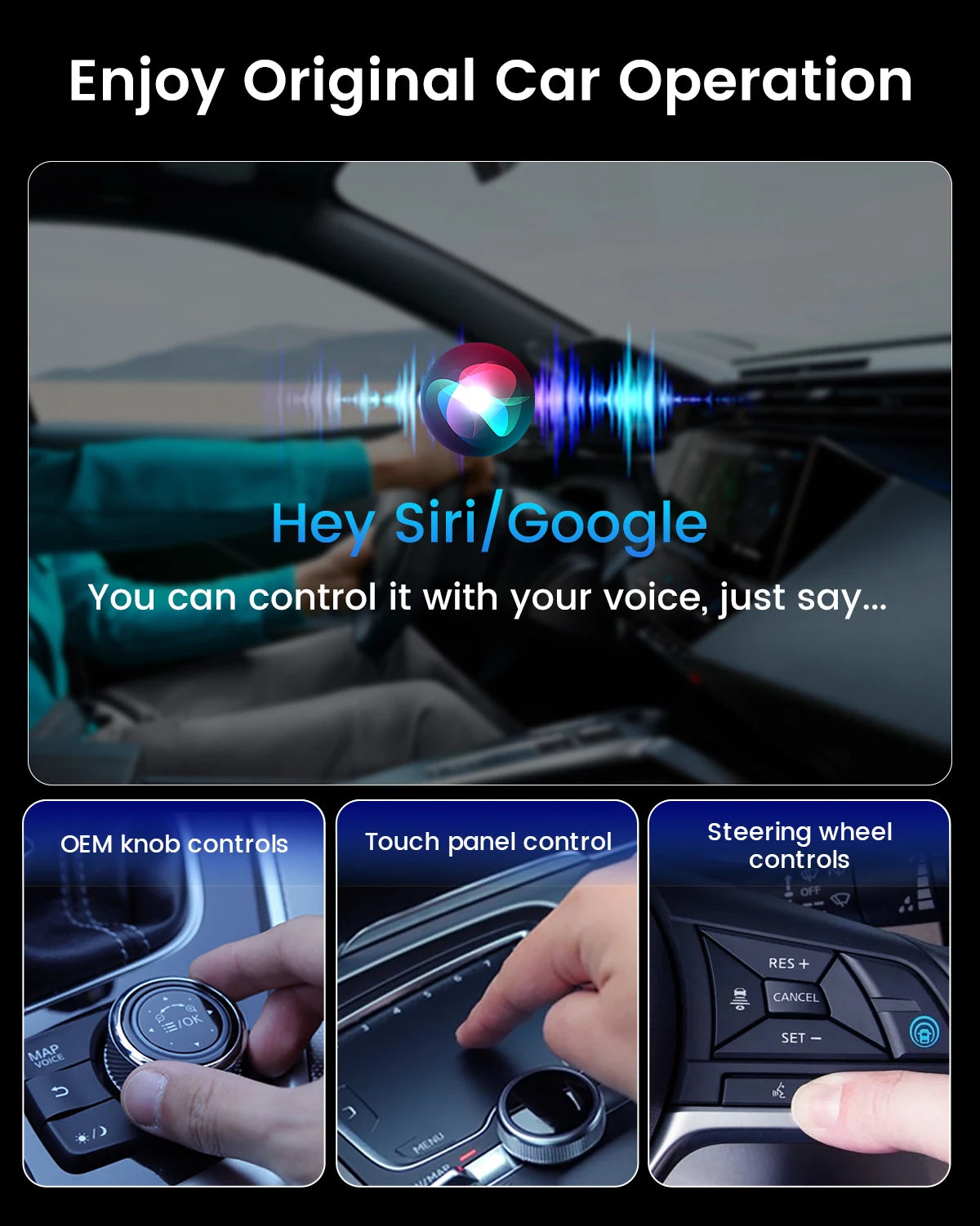 HEYINCAR 2-in-1 Wired to Wireless CarPlay Adapter Plug and Play CarPlay Box Android Auto Adapter Fast Connect Wifi BT Connect