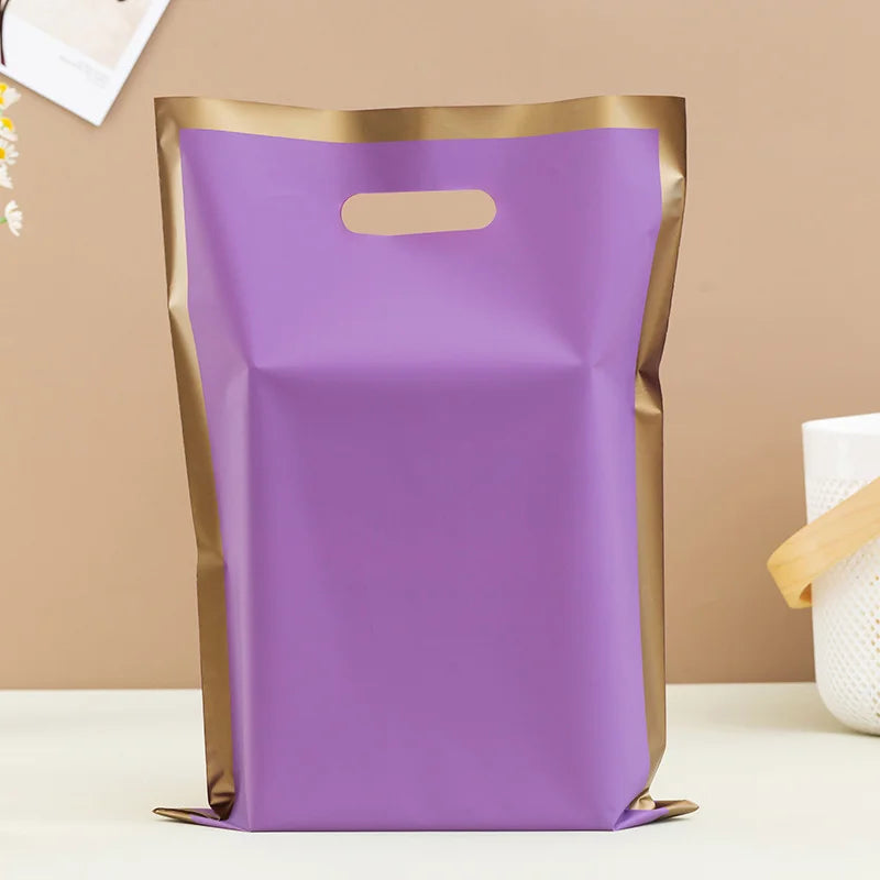50pcs Customized Logo Colorful Shopping Bags with Handles Plastic Gift Bags for Business Clients Printed Logo Plastic Bags