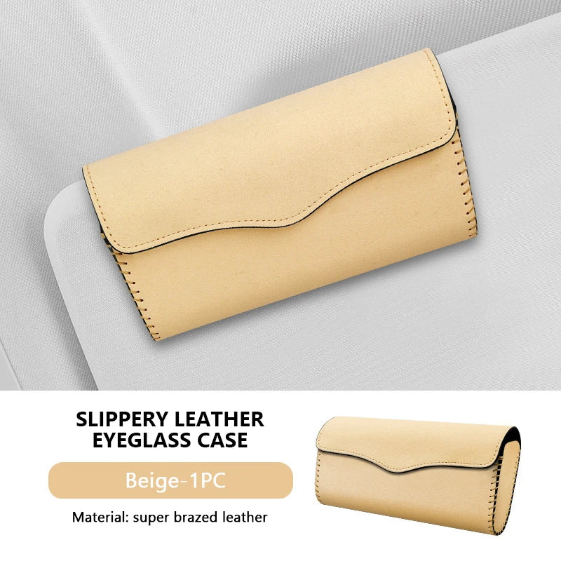 BLALION Car Sun Visor Plate Glasses Case Auto Sunshade Clamp Sunglasses Organizer Holder Suede Leather Car Glasses Storage Bag