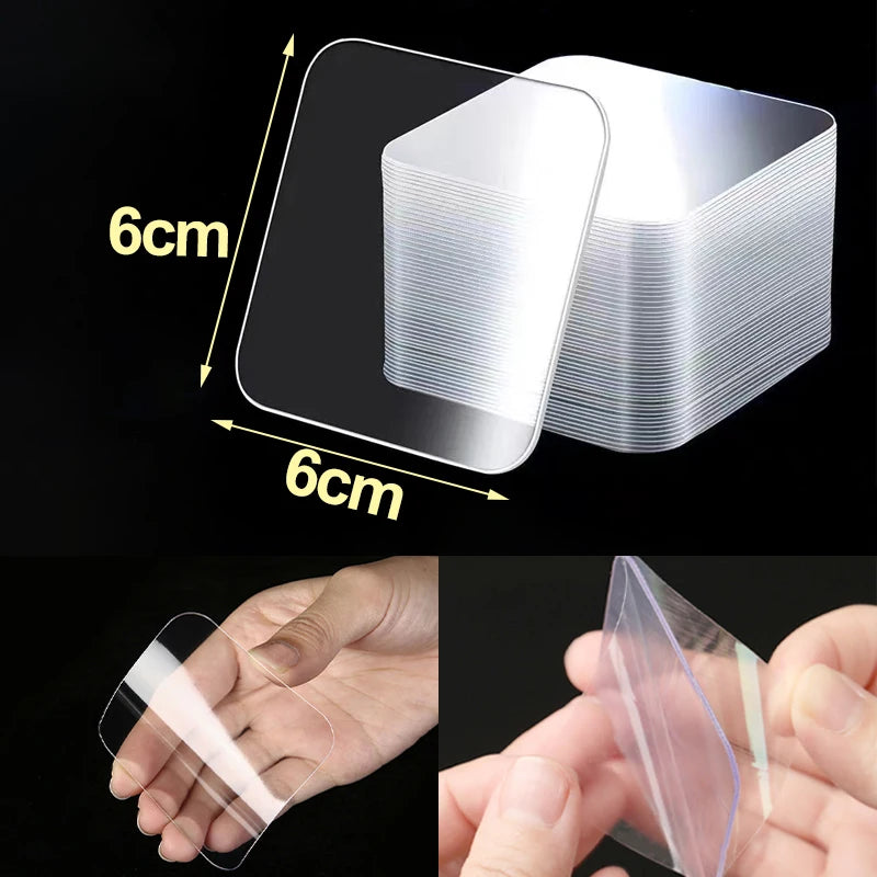 Transparent Double Sided Adhesive Tape Nano Gel Pads Super Strong Heavy Duty Washable Sticky Patch for Wall Hanging And Mounting