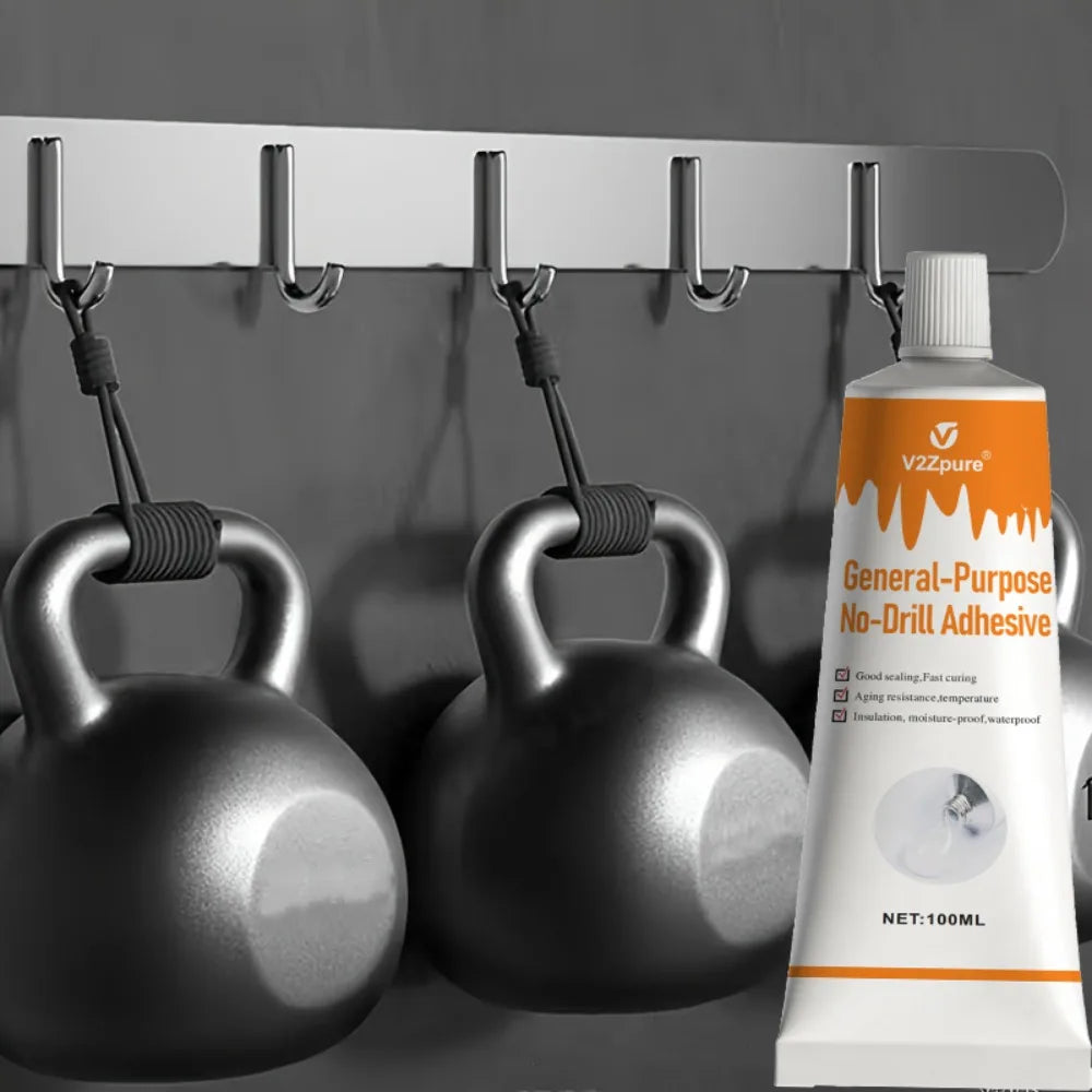 Nail-Free Adhesive No-Drill Glue - Strong No-Scratch Adhesive for Hooks & Shelves Towel Racks Daily Repair Glue Bonding Agent