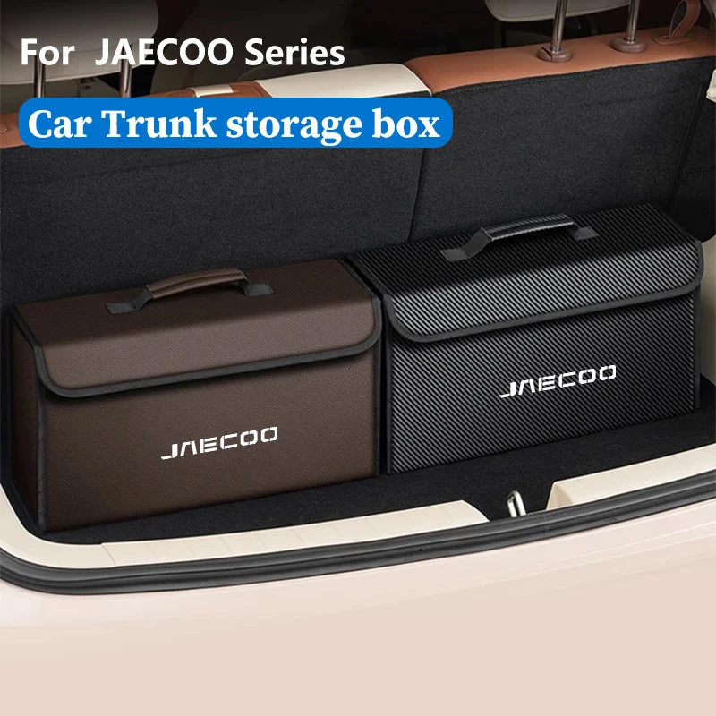 Car Leather  Trunk Storage Box Foldable Carbon Fiber For CHERY JAECOO J7 J8 J5 2023 2024 2025 Auto Organizer Bag Accessories