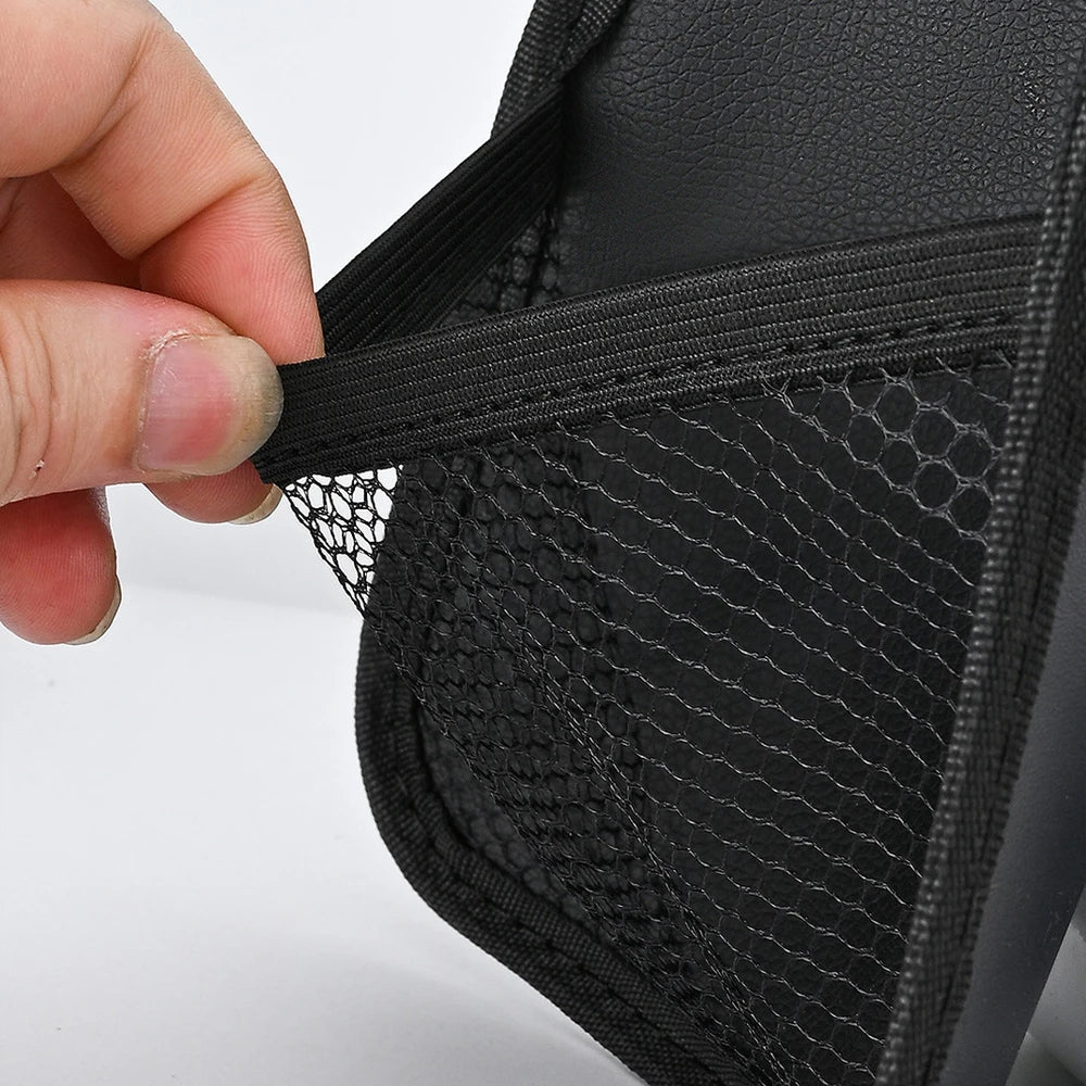 Car Leather Mesh Bag Oxford Fabric Storage Net Bags Car Interior Organizer Phones Coins Keys Storage Auto Stowing Tidying Tools