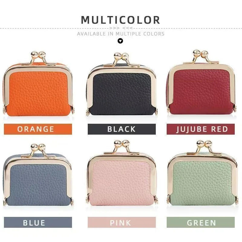 Mini Leather Coin Purse – with Gold Clasp, Small Jewelry and Earphone Pouch for Women, Cute Colorful Wallet for Daily Use