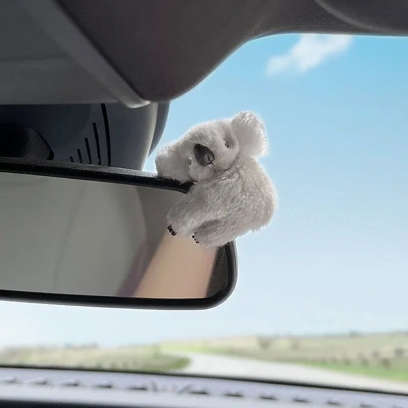 Motorcycle Plush Cute Koala Car Interior Decoration Auto Rearview Mirror Control Screen Decoration Sun Visor Card Clip Gift