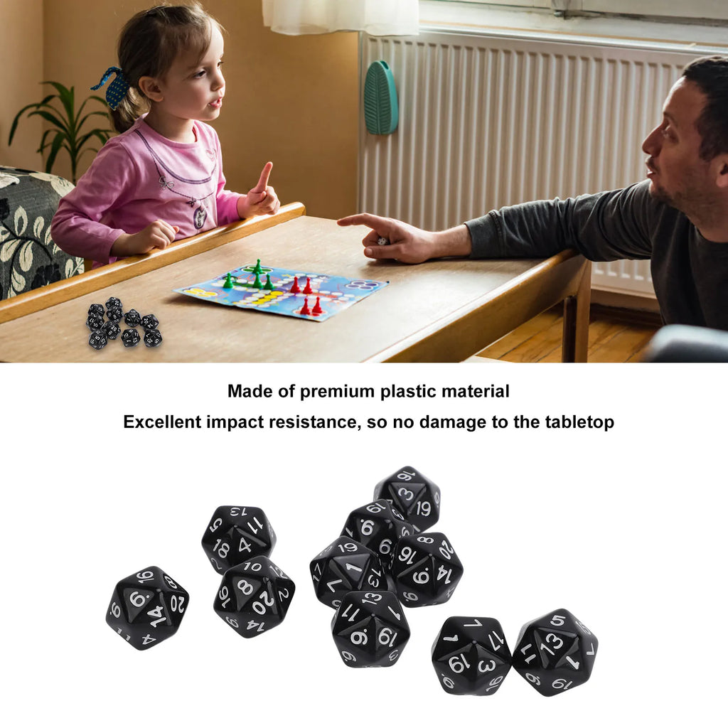 10PCS Polyhedral Dice Set Plastic Lightweight 20 Sided Dice for Role Playing Table Games Polyhedral Dice 1-20 Number