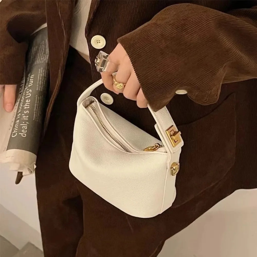 New Retro Ladies Handbags Simple Elegant Small Square Bag Soft Leather Crossbody Bag Gift